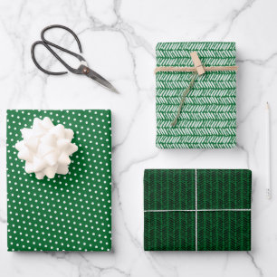 Fun Holiday Green White Black Abstrakt Zigzag Kuns Geschenkpapier Set