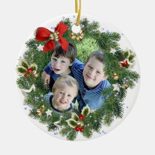 Fun Holiday Wreath Foto Rahmen Frohe Weihnachten Keramik Ornament