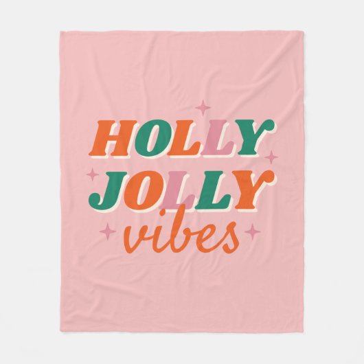 Fun Holly Jolly Vibes Weihnachtsdesign Fleecedecke (Vorderseite)