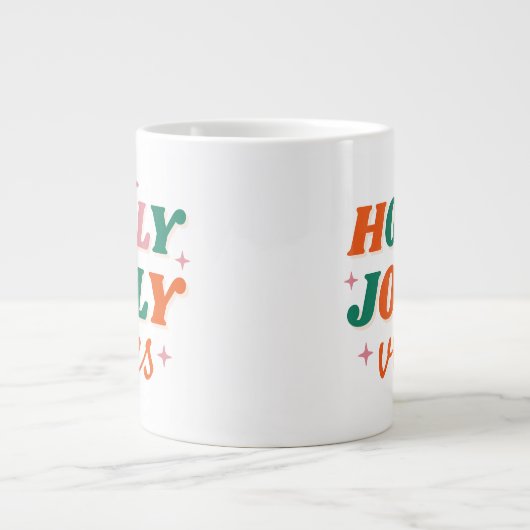 Fun Holly Jolly Vibes Weihnachtsdesign Jumbo-Tasse (Vorderseite)