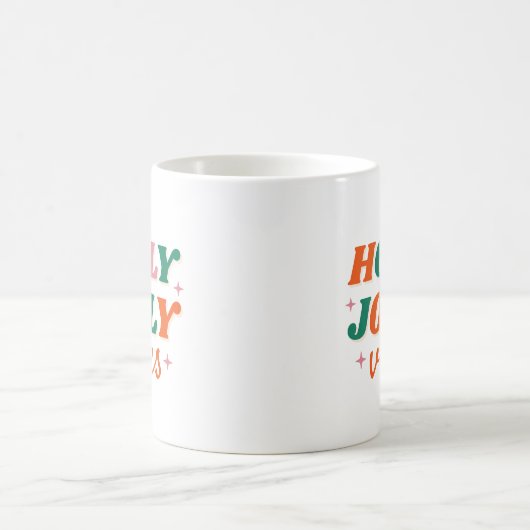 Fun Holly Jolly Vibes Weihnachtsdesign Kaffeetasse (Mittel)