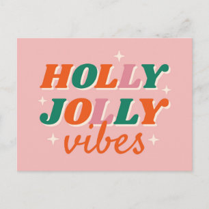 Fun Holly Jolly Vibes Weihnachtsdesign Postkarte
