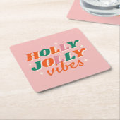 Fun Holly Jolly Vibes Weihnachtsdesign Rechteckiger Pappuntersetzer (angewinkelt)