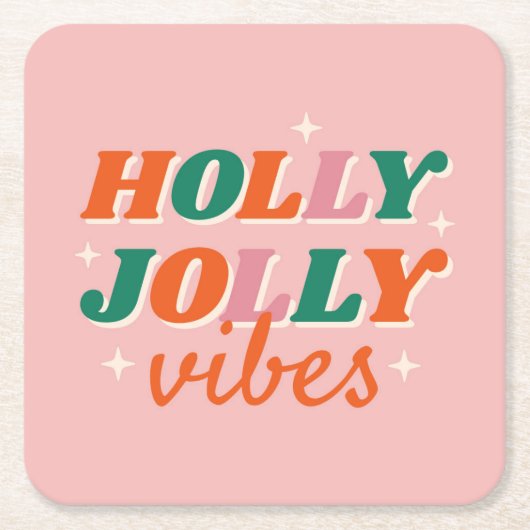 Fun Holly Jolly Vibes Weihnachtsdesign Rechteckiger Pappuntersetzer (Vorderseite)