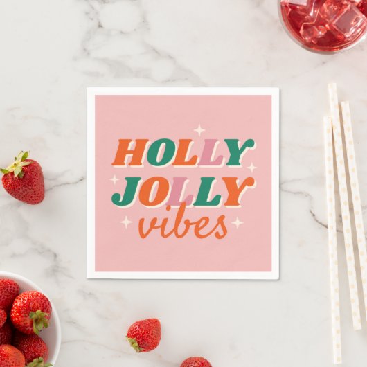 Fun Holly Jolly Vibes Weihnachtsdesign Serviette (Beispiel)