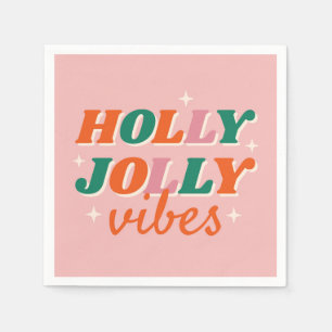 Fun Holly Jolly Vibes Weihnachtsdesign Serviette