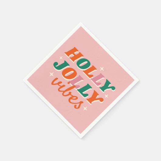 Fun Holly Jolly Vibes Weihnachtsdesign Serviette (Ecke)