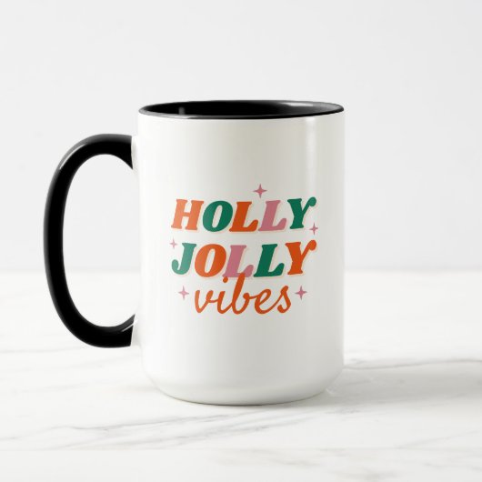 Fun Holly Jolly Vibes Weihnachtsdesign Tasse (Links)