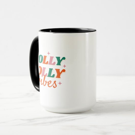 Fun Holly Jolly Vibes Weihnachtsdesign Tasse (Vorderseite Links)