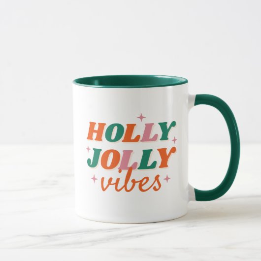 Fun Holly Jolly Vibes Weihnachtsdesign Tasse (Rechts)