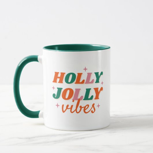 Fun Holly Jolly Vibes Weihnachtsdesign Tasse (Links)