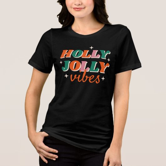 Fun Holly Jolly Vibes Weihnachtsdesign Tri-Blend Shirt (Vorderseite)