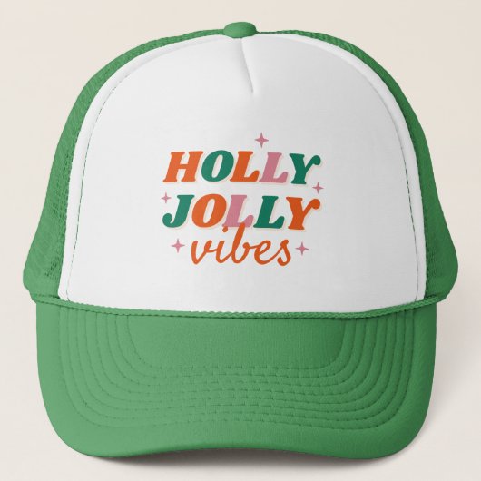 Fun Holly Jolly Vibes Weihnachtsdesign Truckerkappe (Vorderseite)