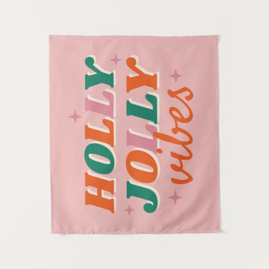 Fun Holly Jolly Vibes Weihnachtsdesign Wandteppich (Vorderseite)