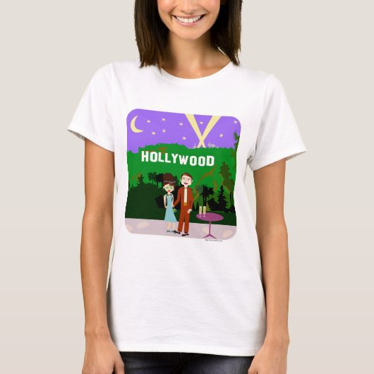 Fun Hollywood Romance Illustriert Retro Art T-Shirt (Vorderseite)
