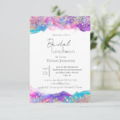 Fun Holographic Ink Glitzer Bridal Luncheon Einladung (Stehend Vorderseite)