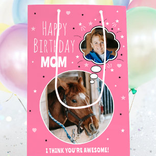 Fun Horn Mama Geburtstag Denkblase Foto Rosa Mittlere Geschenktüte