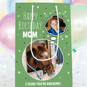 Fun Horn Mama Geburtstag Gedanken Blase Foto Grün Mittlere Geschenktüte