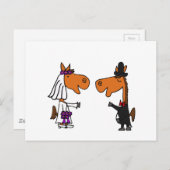 Fun Horse Briand Groom Wedding Design Postkarte (Vorne/Hinten)