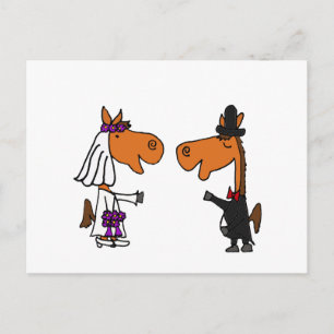 Fun Horse Briand Groom Wedding Design Postkarte