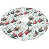 Fun Hot Christmas Holiday Drinks Christmas Pattern Polyester Weihnachtsbaumdecke (Schrägansicht)