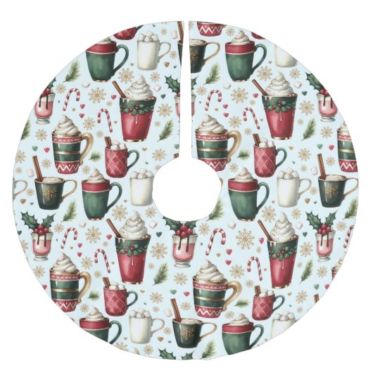 Fun Hot Christmas Holiday Drinks Christmas Pattern Polyester Weihnachtsbaumdecke (Vorderseite)