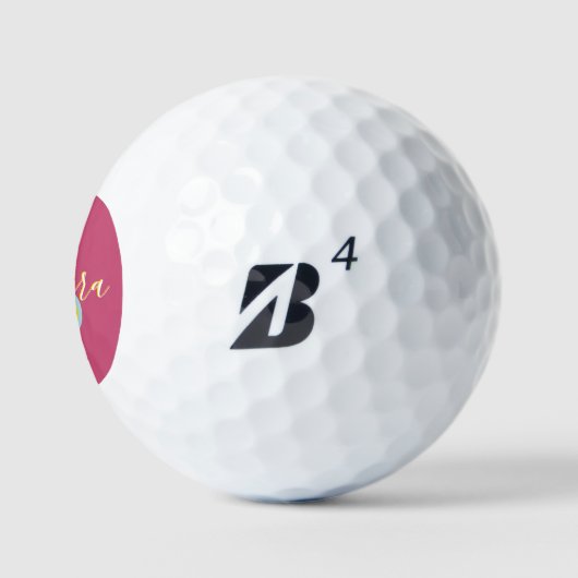 Fun Hot Pink Blue Yellow Custom Monogram Name Golfball (Logo)