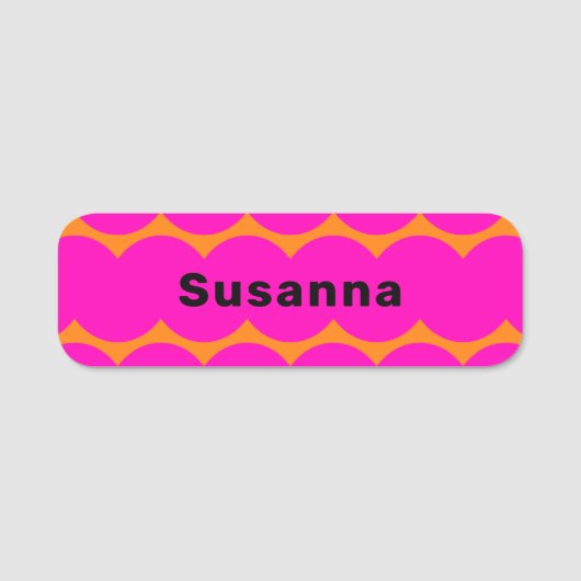 Fun Hot Pink Bright Orange Squiggle Magnetic Namensschild (Vorderseite)