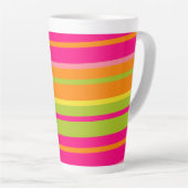 Fun Hot Pink, Green, Orange und Gelb Streifen Milchtasse (Rechte Ecke)