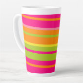 Fun Hot Pink, Green, Orange und Gelb Streifen Milchtasse (Linke Ecke)