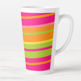 Fun Hot Pink, Green, Orange und Gelb Streifen Milchtasse