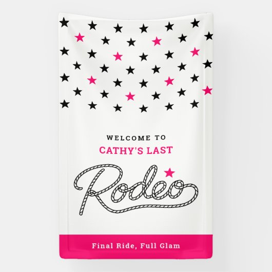 Fun Hot Pink Her Last Rodeo Bachelorette Party Banner (Vertikal)