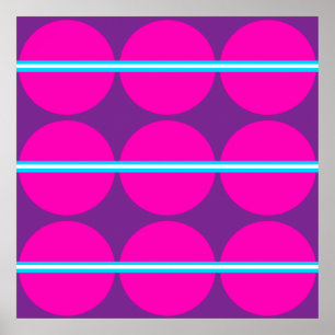 Fun Hot Pink Lila Polka Dots Aquamarin Streifen De Poster