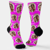 Fun Hot Pink Newlyweds Foto Pattern Socken (Gewinkelt)