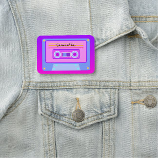 Fun Hot Pink y2k 90er Vaporwave-Button Namensschild
