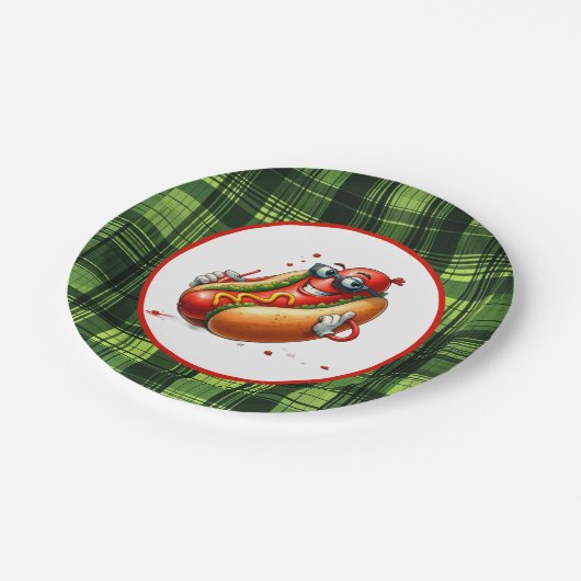 Fun Hotdog Liebhaber Party Pappteller (Schrägansicht)