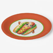 Fun Hotdog liebt Party Papier Teller (Schrägansicht)