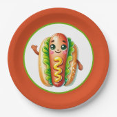Fun Hotdog liebt Party Papier Teller (Vorderseite)