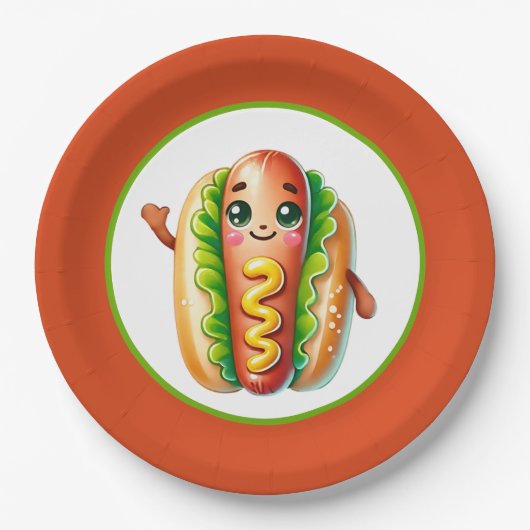 Fun Hotdog liebt Party Papier Teller (Vorderseite)
