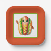 Fun Hotdog liebt Party Papier Teller (Vorderseite)