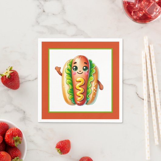 Fun Hotdog liebt Party Papier Teller Serviette (Beispiel)