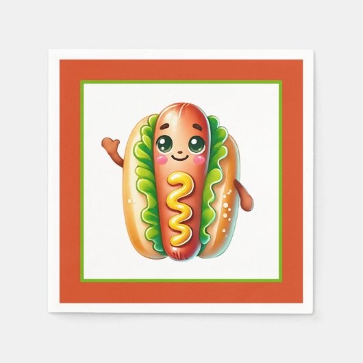 Fun Hotdog liebt Party Papier Teller Serviette (Vorderseite)