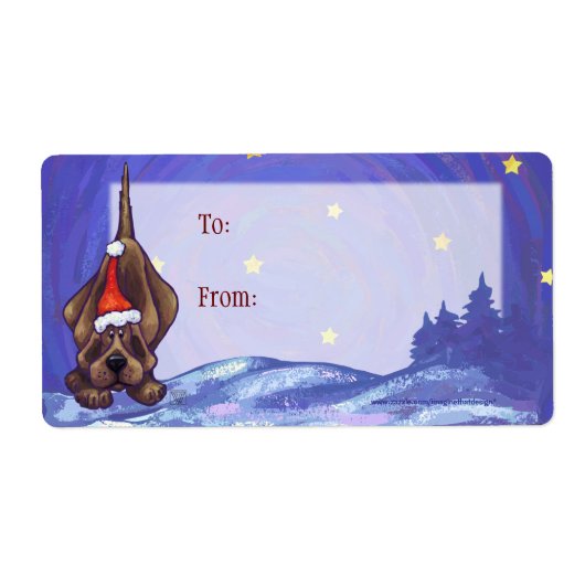 Fun Hound Hund Art Weihnachtsgeschenk Label (Vorne)