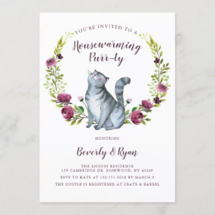 Fun Housewärming Purrty Party Cat Thema Einladung