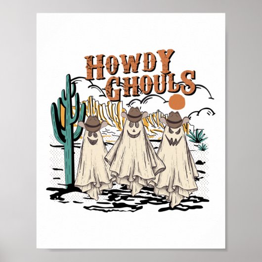 Fun Howdy Ghouls Western Halloween Fall Ghosts Wom Poster (Vorne)