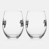 Fun Hubby + Wifey Script Wedding Newlyweds Weinglas Ohne Stiel (Rechts)