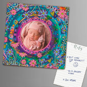 Fun Hübsche Familie Foto farbenfrohe Blüte Magnetkarte