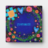 Fun Hübsches Blumenherz Blau 1 WORT Custom Fotoplatte (Vorderseite)