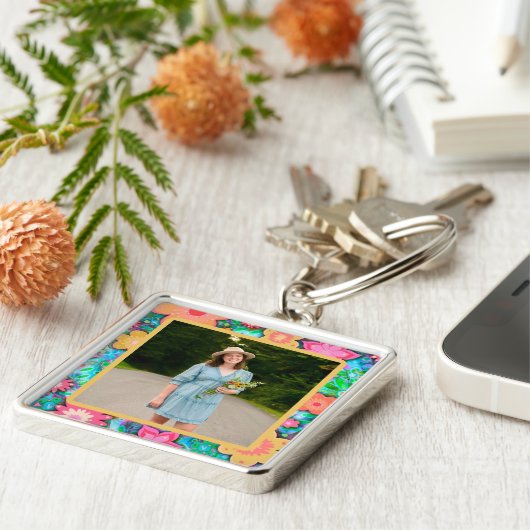 Fun Hübsches florales Foto Inspirivity Schlüsselan Schlüsselanhänger (Seite)