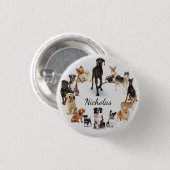 Fun Hund Rasse Haustiere Hunde Individuelle Name Button (Vorne & Hinten)